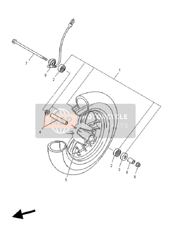 Yamaha YN50F 4T NEOS 2010 Ruota anteriore per un 2010 Yamaha YN50F 4T NEOS